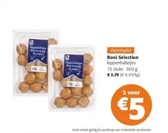 Colruyt Boni selection kippenballetjes 15 stuks 300 g aanbieding