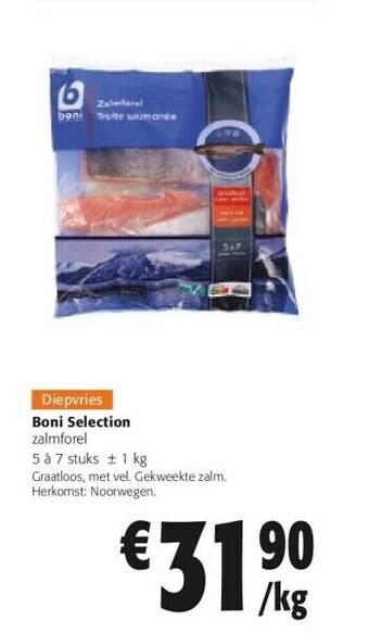 Colruyt Boni selection zalmforel 5 à 7 stuks ± 1 kg aanbieding