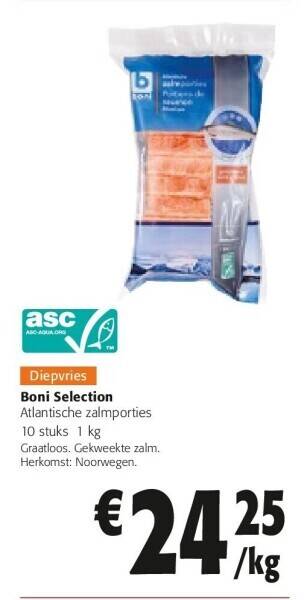 Colruyt Boni selection atlantische zalmporties 10 stuks 1 kg aanbieding