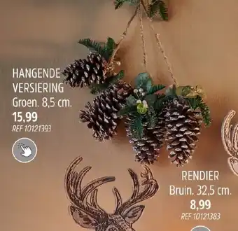 Hangende versiering groen. 8,5 cm