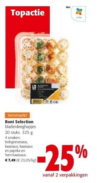 Colruyt Boni selection bladerdeeghapjes 20 stuks 325 g aanbieding