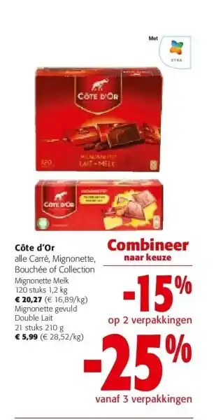 Colruyt Côte d'or mignonette melk 120 stuks 1,2 kg aanbieding