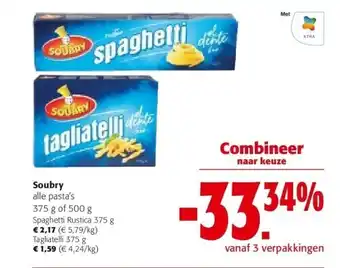 Colruyt Soubry spaghetti rustica 375 g aanbieding