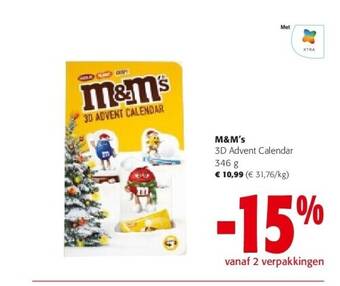 Colruyt M&m's 3d advent calendar 346 g aanbieding