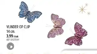 Vlinder op clip 14 cm