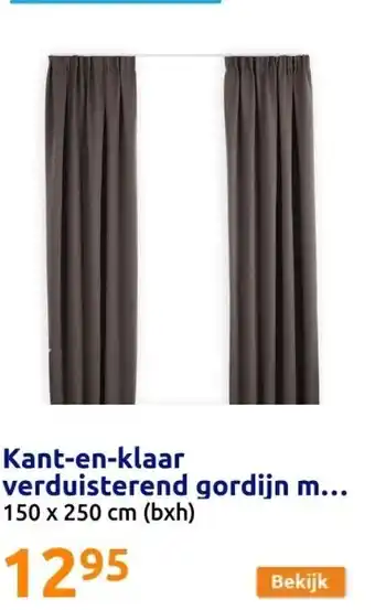 Kant-en-klaar verduisterend gordijn met haken - taupe