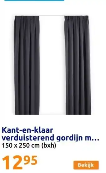 Action Kant-en-klaar verduisterend gordijn met haken - grijs aanbieding