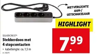 Lidl Stekkerdoos met 4 stopcontacten aanbieding