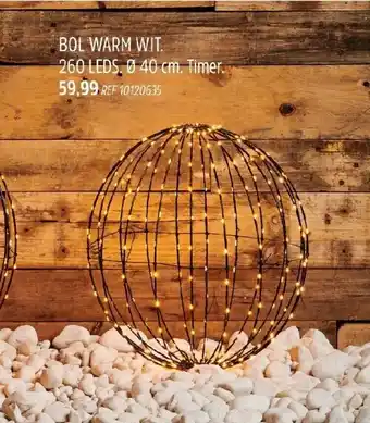 Brico Bol warm wit. 260 leds, 0 40cm. timer aanbieding