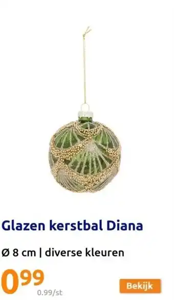 Action Glazen kerstbal diana aanbieding