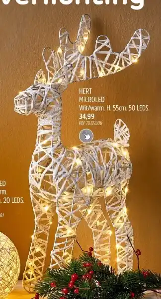 Brico Hert microled wit/warm. h. 55cm. 50 leds aanbieding