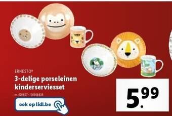 Lidl 3-delige porseleinen kinderserviesset aanbieding