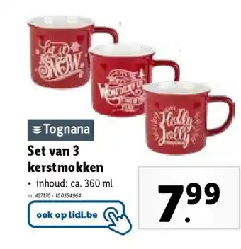 Lidl Set van 3 kerstmokken aanbieding