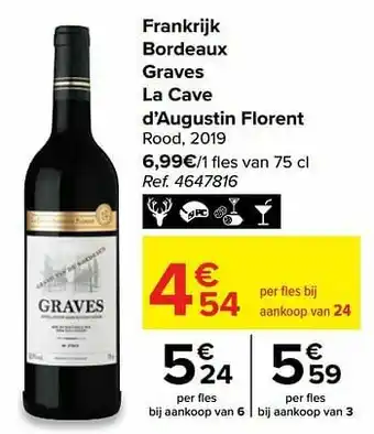 Carrefour Market Frankrijk bordeaux graves la cave d’augustin florent rood aanbieding