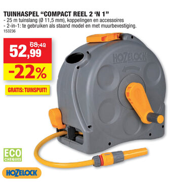 Hubo Tuinhaspel Compact Reel 2 'n 1 aanbieding