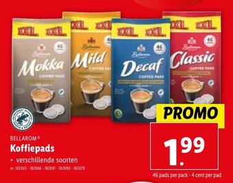 Lidl Koffiepads 46 pads per pack aanbieding
