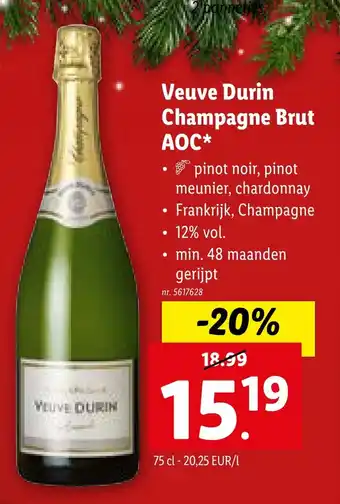 Lidl Veuve Durin Champagne Brut AOC 75 cl aanbieding