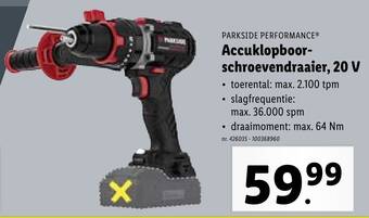 Lidl Accuklopboor-schroevendraaier, 20 V aanbieding