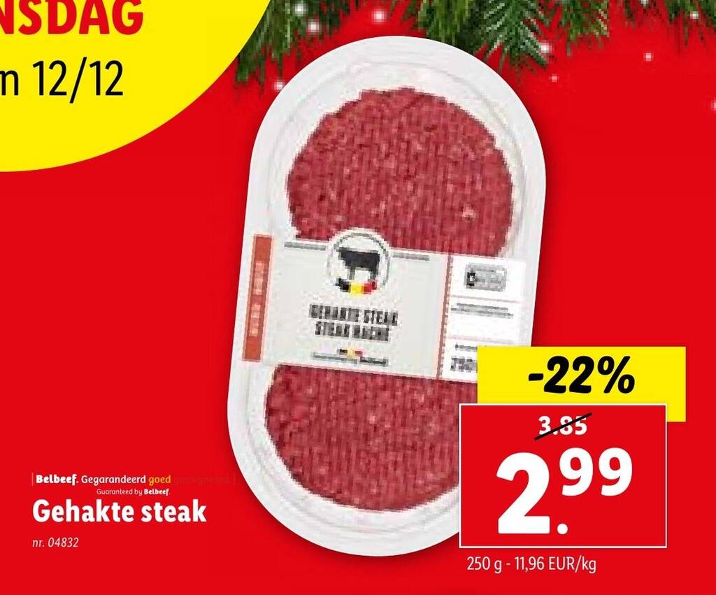 Gehakte steak promotie bij Lidl