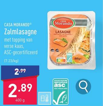 ALDI CASA MORANDO Zalmlasagne 400 g aanbieding