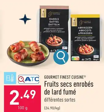 ALDI Fruits secs enrobés de lard fumé 100 g aanbieding