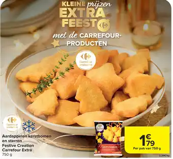 Carrefour Aardappelen kerstbomen en sterren Festive Creation aanbieding