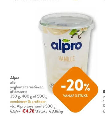 OKay Alpro alle yoghurtalternatieven of desserts 350 g, 400 g of 500 g aanbieding