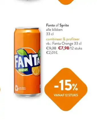 Fanta of sprite alle blikken 33 cl