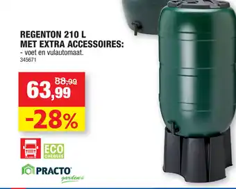 Hubo Regenton 210 L met extra Accesoires aanbieding
