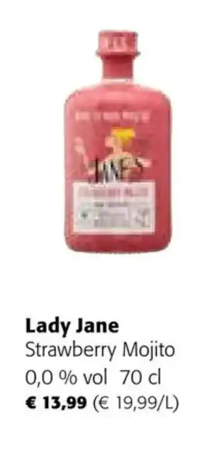 Colruyt Lady Jane Strawberry Mojito 0,0 % vol 70 cl aanbieding