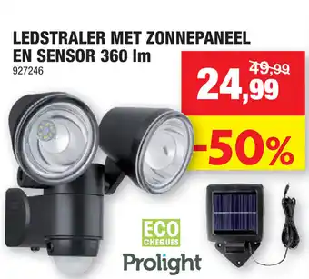 Hubo Ledstraler met zonnepaneel en sensor 360 lm aanbieding