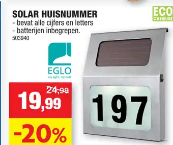 Hubo Solar Huisnummer aanbieding