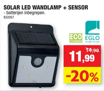 Hubo Solar led Wandlamp + sensor aanbieding