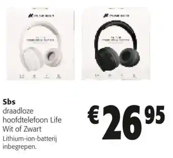 Sbs draadloze hoofdtelefoon Life Wit of Zwart