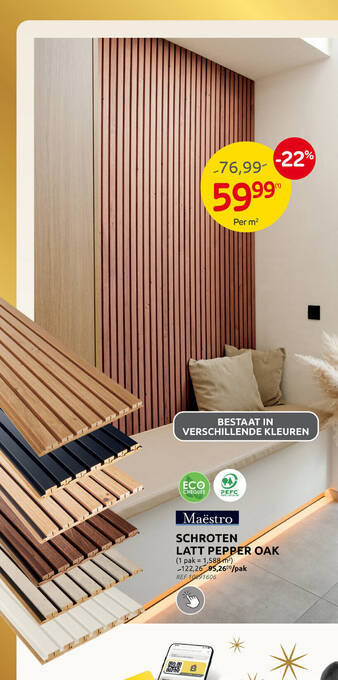 Brico SCHROTEN LATT PEPPER OAK aanbieding