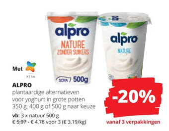 Spar Colruyt ALPRO 3 x natuur 500 g aanbieding
