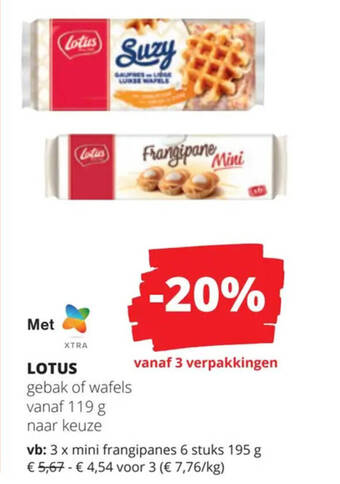 Spar Colruyt LOTUS 3 x mini frangipanes 6 stuks 195 g aanbieding