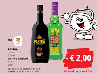Spar Colruyt PASSOÃ passion fruit  17% of PISANG AMBON 17% 70 cl aanbieding
