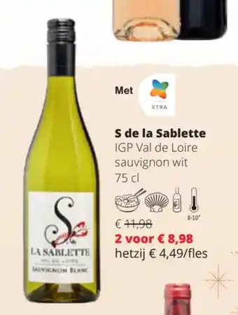 Spar Colruyt S de la Sablette IGP Val de Loire sauvignon wit 75 cl aanbieding