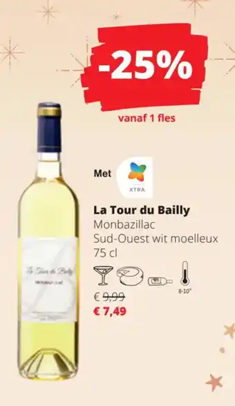 Spar Colruyt La Tour du Bailly Monbazillac Sud-Ouest wit moelleux 75 cl aanbieding