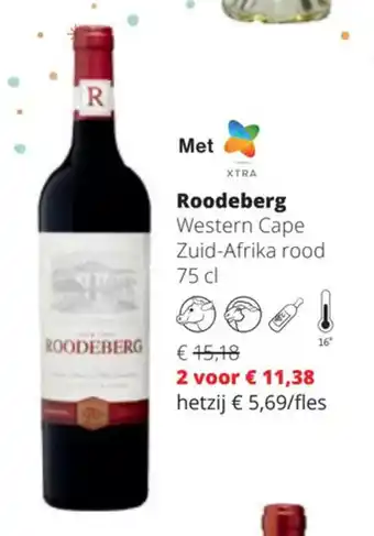 Spar Colruyt Roodeberg Western Cape Zuid-Afrika rood 75 cl aanbieding
