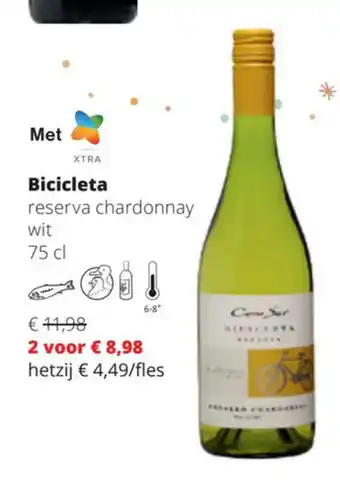 Spar Colruyt Bicicleta reserva chardonnay wit 75 cl aanbieding