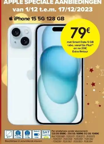 Carrefour Iphone 15 5g 128 gb aanbieding