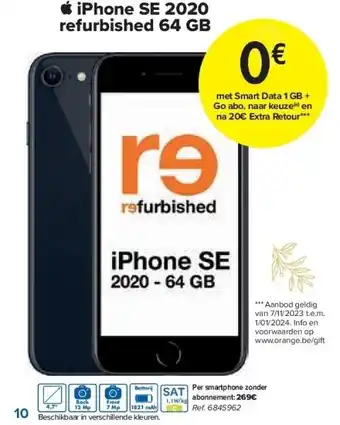 Carrefour Iphone se 2020 refurbished 64 gb aanbieding