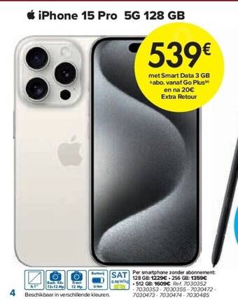 Carrefour Iphone 15 pro 5g 128 gb aanbieding