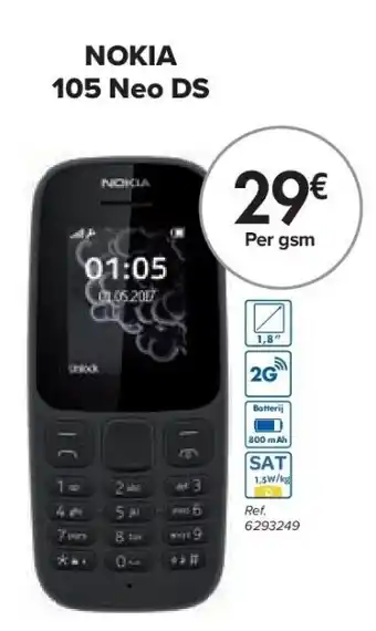 Carrefour Nokia 105 neo ds aanbieding