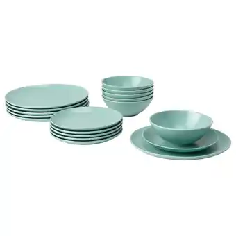 Färgklar servies 18-delig, mat lichtturkoois