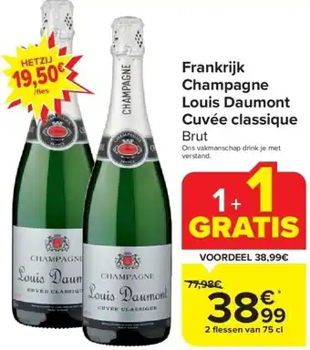 Carrefour Frankrijk champagne louis daumont cuvée classique aanbieding