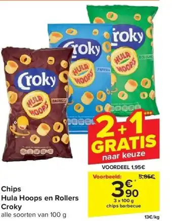 Carrefour Chips hula hoops en rollers croky aanbieding