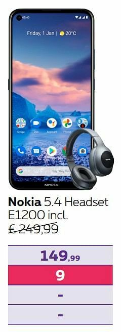 Proximus Nokia 5.4 headset e1200 incl. aanbieding